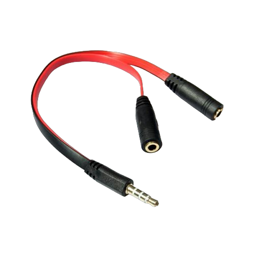 Перехідник аудіо Kingda B00051 Jack 3,5 мм M 4pin - 2 Jack 3,5 мм F Audio/MIC Red (11760398)