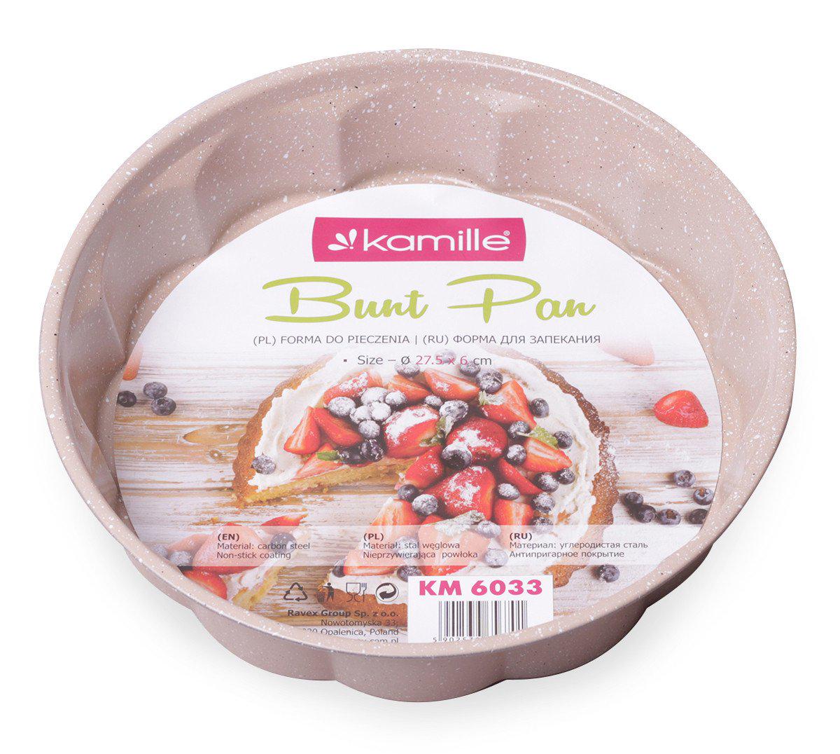 Форма для выпечки Kamille 27,5 см с антипригарным покрытием мрамор из углеродистой стали Бежевый KM-6033