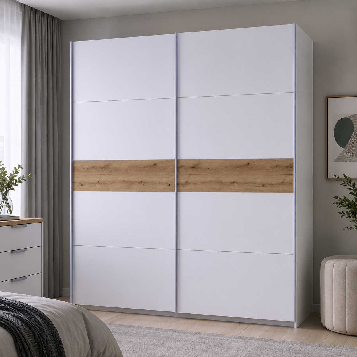 Шкаф купе Doros G-Caiser 2 ДСП/5 частей 220х60х240 см Белый/Белый вставка Дуб Эвок (44900283 DRS-012234) Шкаф купе Doros G-Caiser 2 ДСП/5 частей 220х60х240 см Белый/Белый вставка Дуб Эвок (44900283 DRS-012234)