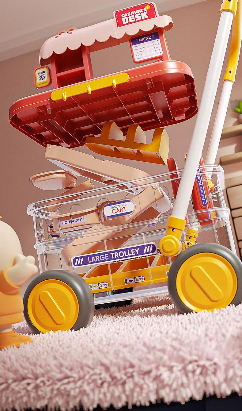 Ігровий набір Super Market 2в1 тележка для покупок/касовий апарат Червоний (135) - фото 5