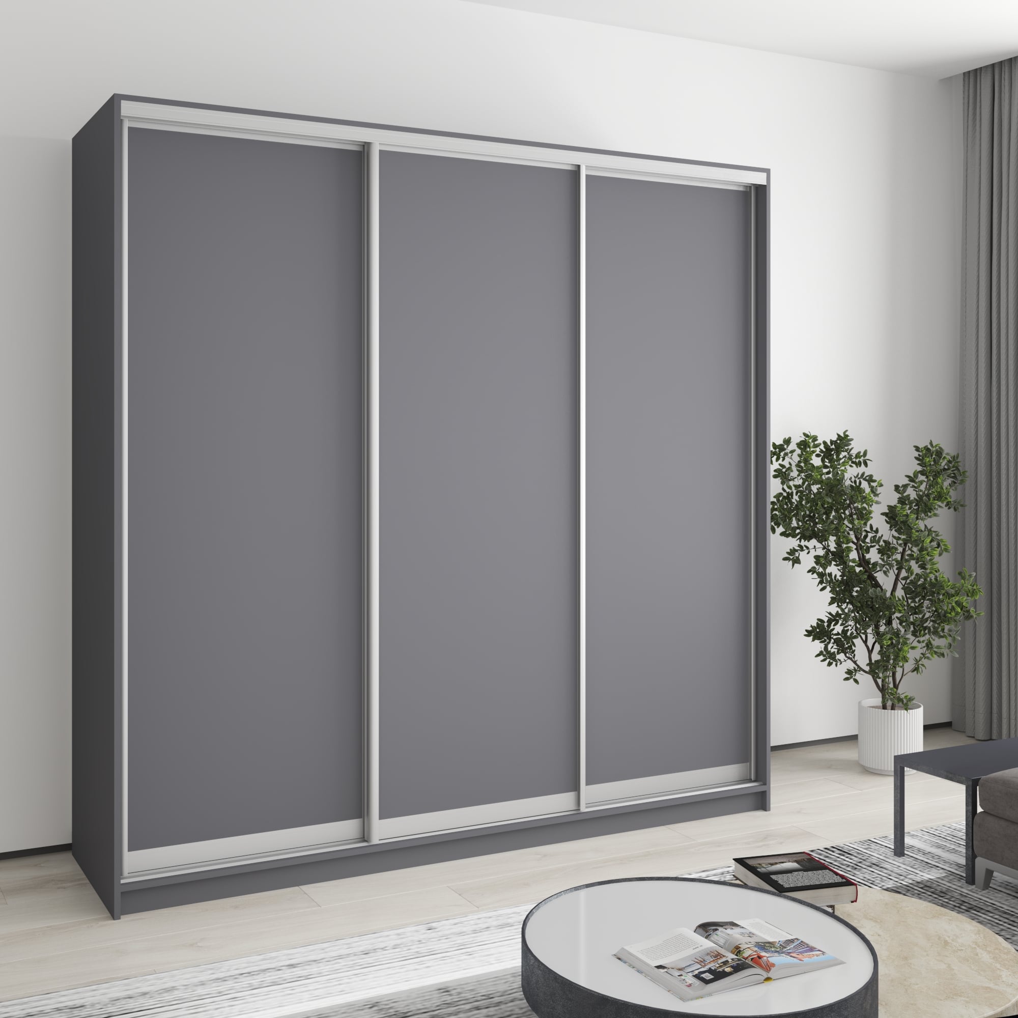 Шкаф-купе трехдверный Mebel Star Комбо AL MBS-1660 210х45х240 см Антрацит (1002573) Шкаф-купе трехдверный Mebel Star Комбо AL MBS-1660 210х45х240 см Антрацит (1002573)