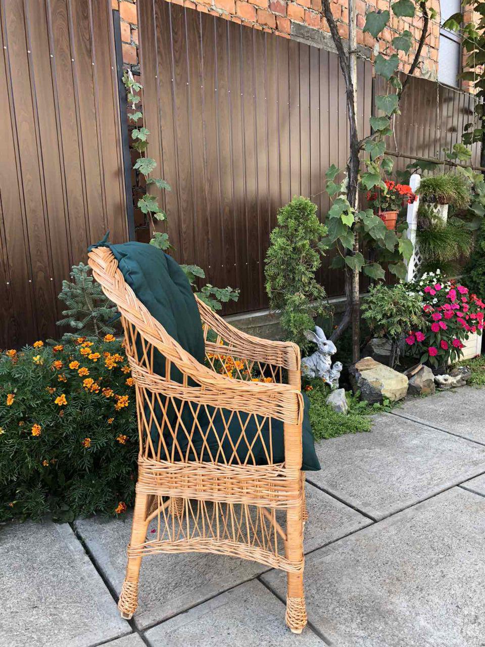 Кресло деревянное с подушкой садовое Стандарт Woody Светлое дерево/Темно-зеленый - фото 2