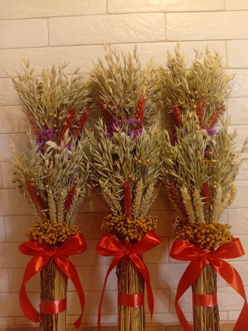 Дидух рождественский из колосья пшеницы/льна и овса 50-55 см с красной лентой (2813747862) - фото 9 Дидух рождественский из колосья пшеницы/льна и овса 50-55 см с красной лентой (2813747862) - фото 9