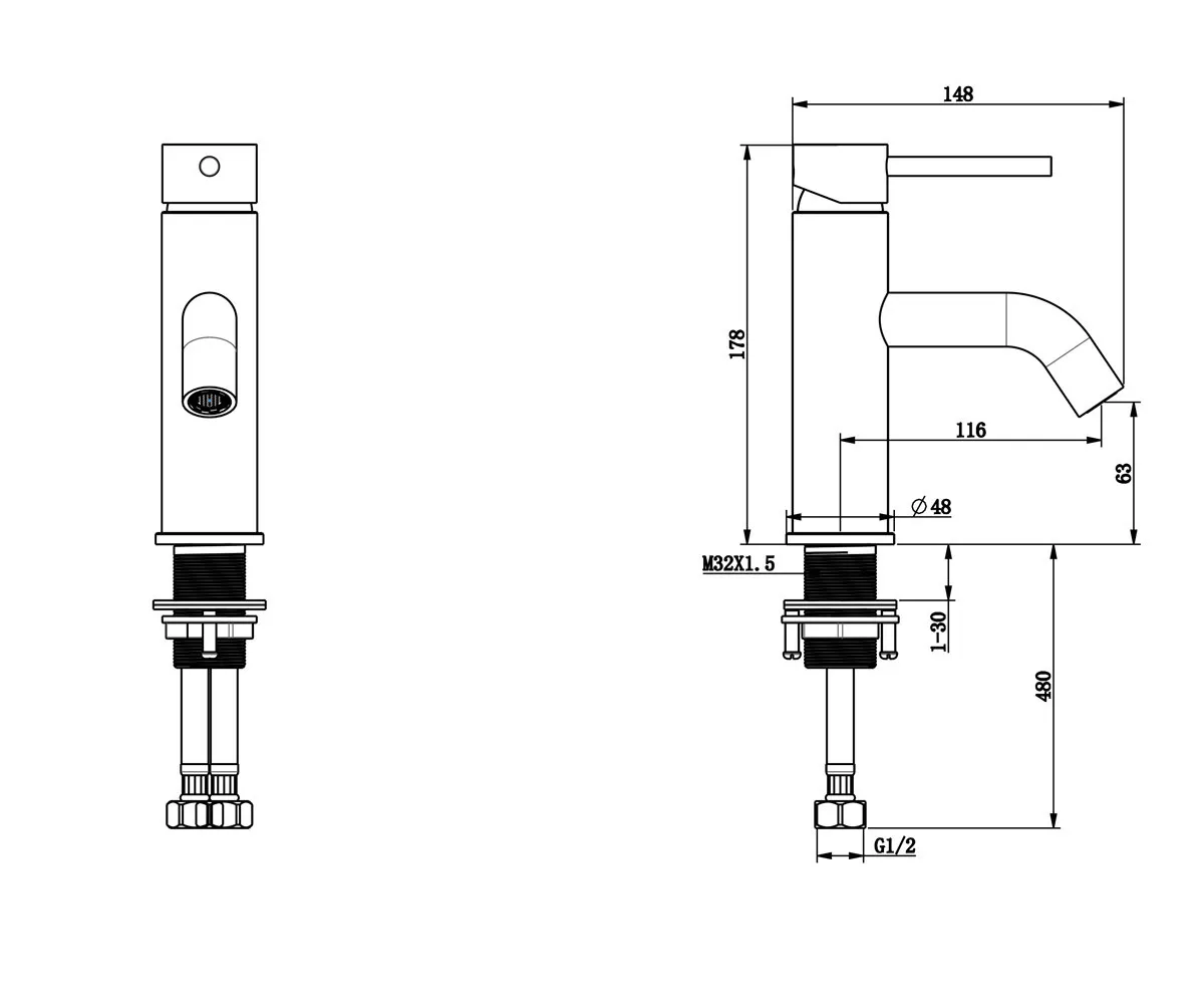 Смеситель для умывальника Wezer EKO1C-01 Нержавеющая сталь/Черный (1044065) - фото 3