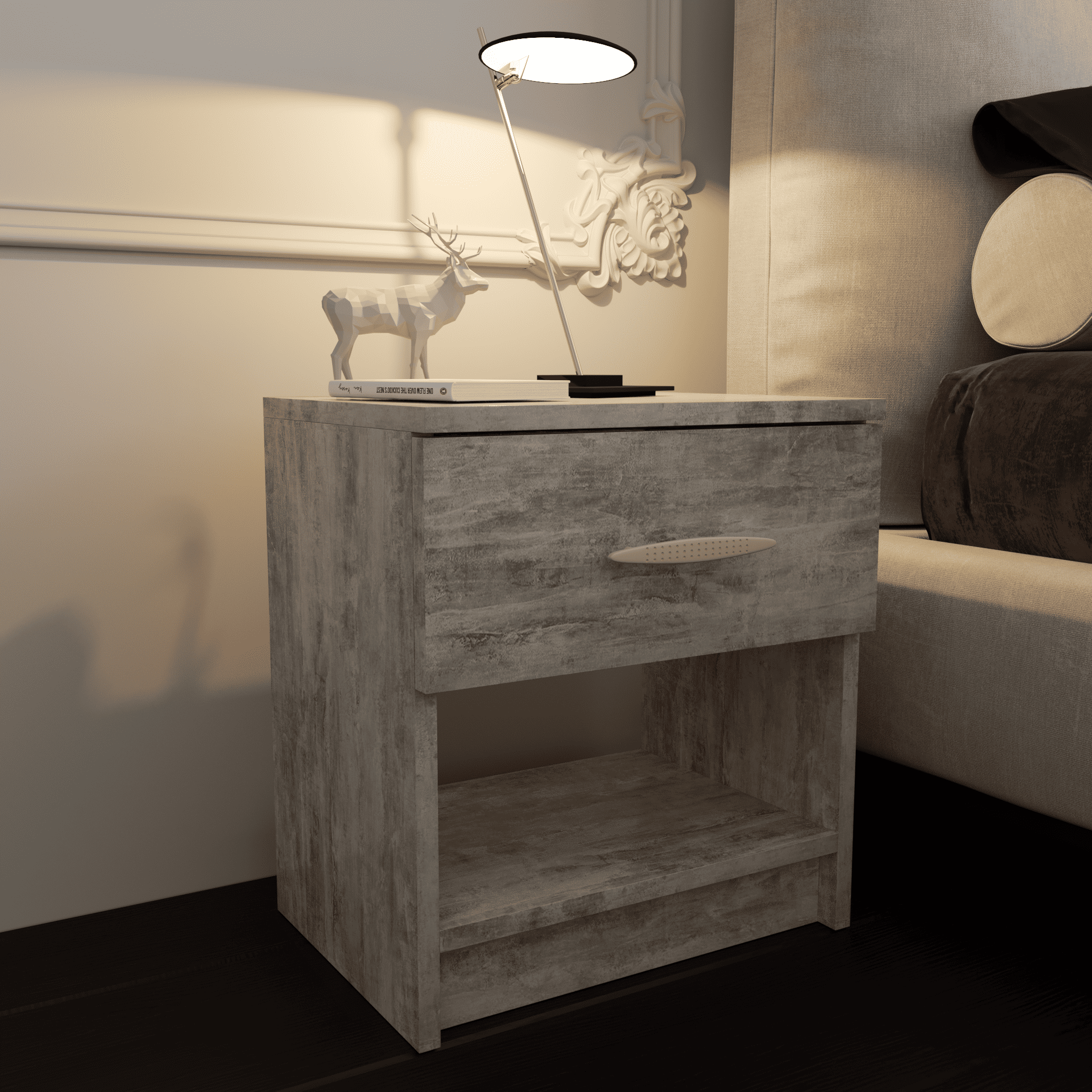 Тумба прикроватная с ящиком 410х380х290 мм Бетон (GT-25) Тумба прикроватная с ящиком 410х380х290 мм Бетон (GT-25)