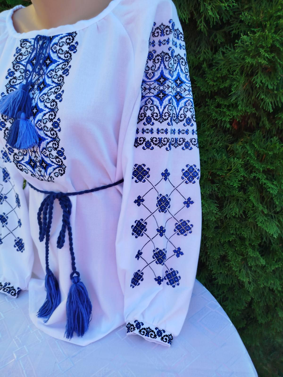 Вишиванка для пари з вишивкою р. 50 Білий/Синій (2657900321) - фото 4 Вишиванка для пари з вишивкою р. 50 Білий/Синій (2657900321) - фото 4