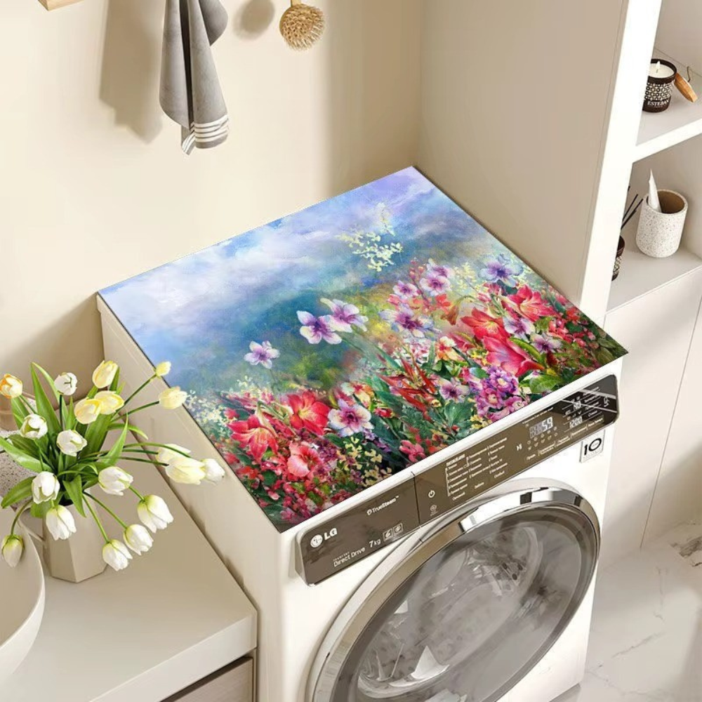 Коврик на стиральную машину Цветочное поле защитный влагопоглощающий резиновый пылезащитный квадратный 60х60 см Коврик на стиральную машину Цветочное поле защитный влагопоглощающий резиновый пылезащитный квадратный 60х60 см