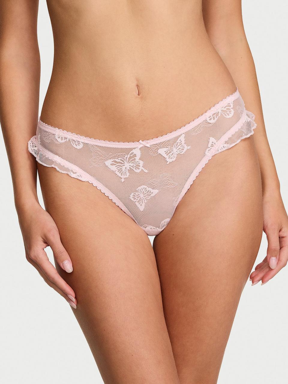 Трусики женские Victoria's Secret Butterfly Розовый Mesh Flutter Thong M (3088048476)