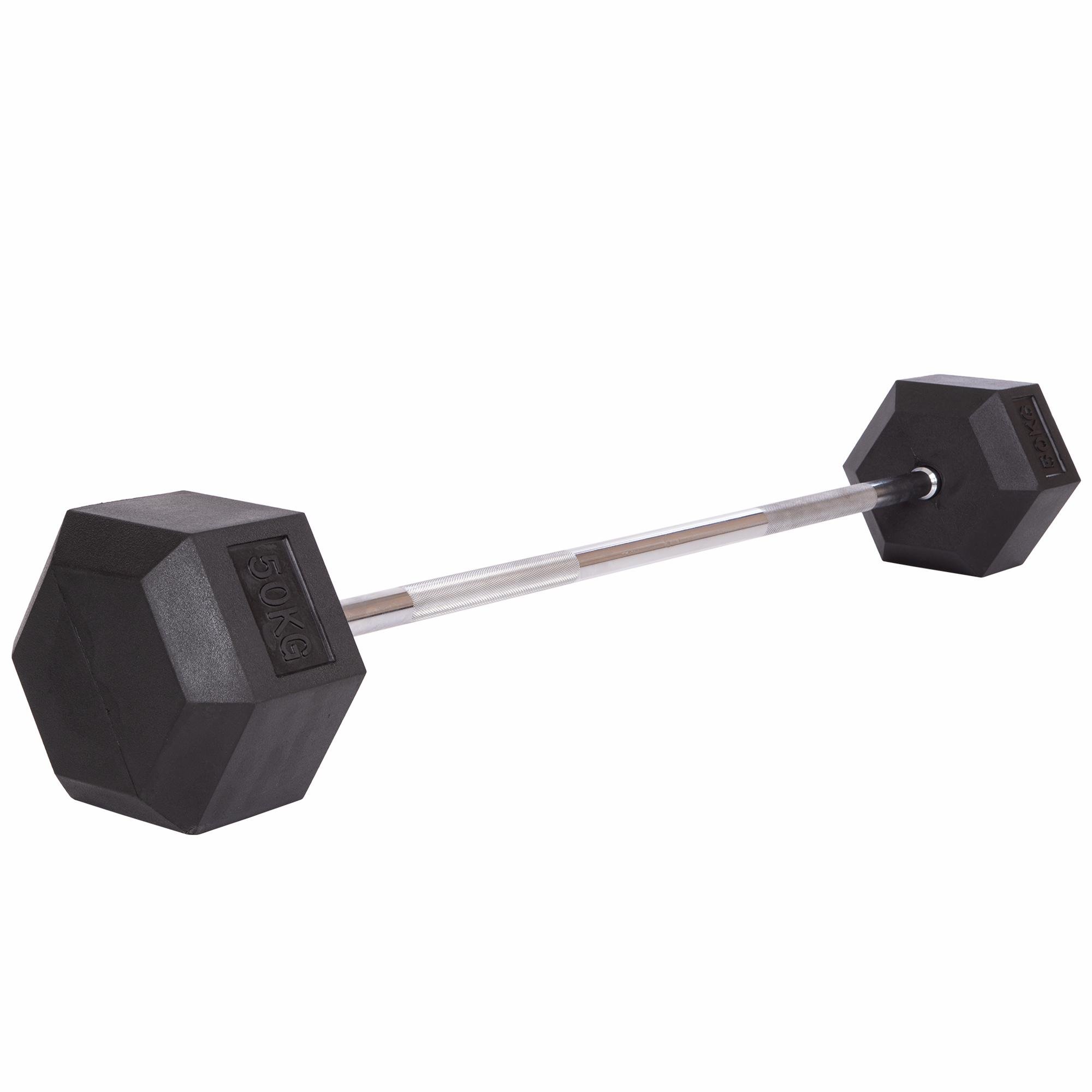 Штанга Zelart Record Rubber Hexagon Barbell фіксована пряма гумова TA-6230-50 довжина 95 см 50 кг (DR002601)