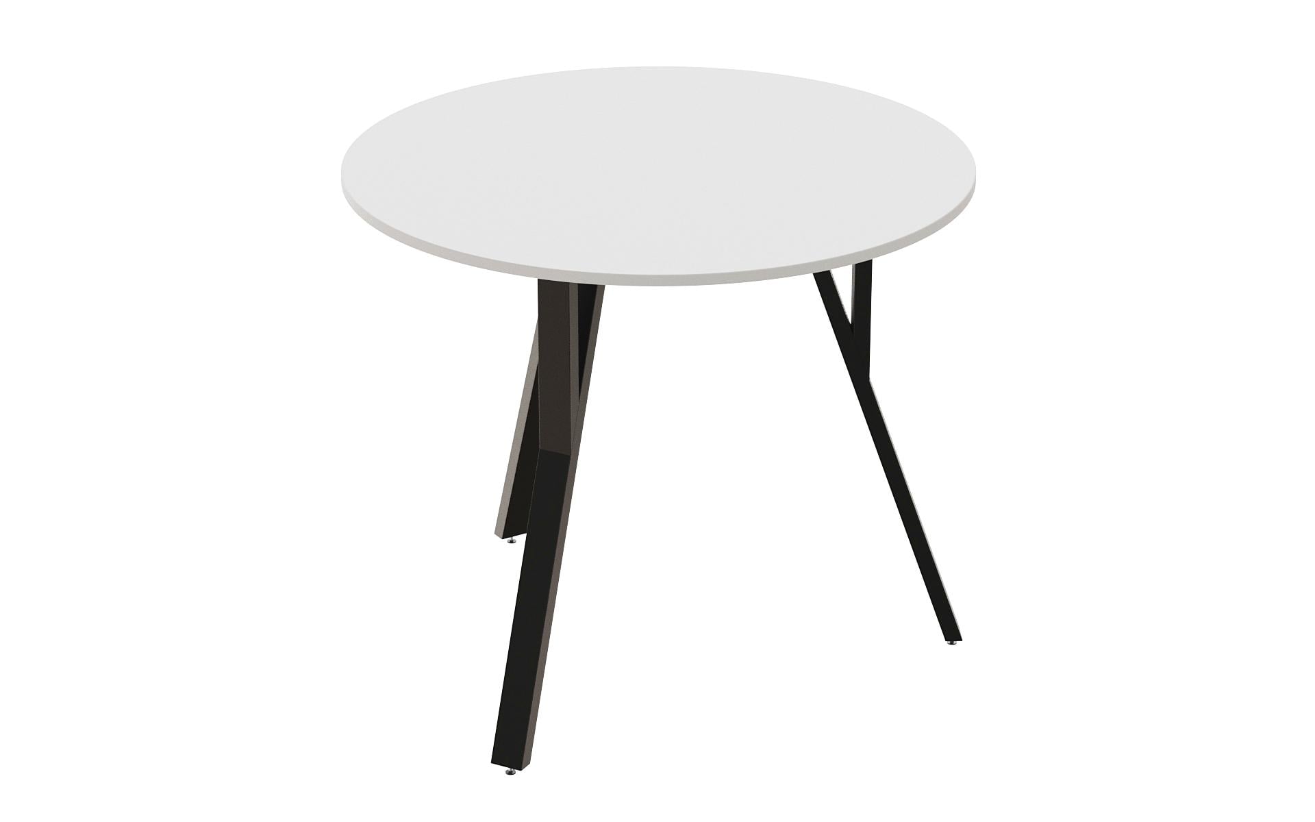 Обідній стіл круглий Ferrum-decor MARSI 3 870-3 метал/ДСП 16 мм 750x870x870 мм Чорний/Білий (FRD-107422)