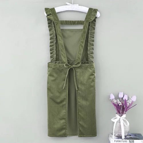 Фартук на кухню женский с декором вельветовый (C00426) - фото 3