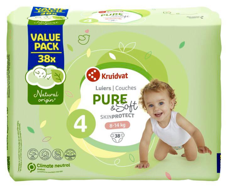 Підгузки Kruidvat pure&soft 4 8-14 кг 38 шт.