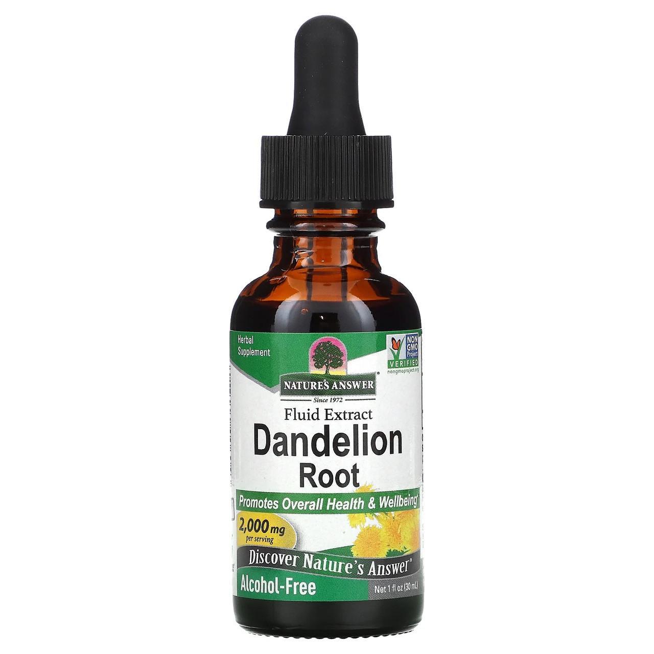 Одуванчик корень Nature's Answer Dandelion Root 2000 мг экстракт без спирта 30 мл