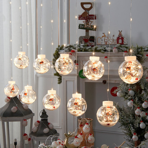 Гирлянда-штора светодиодная UKC Шары наполнением и переходник Золотистый (3-6-9185)