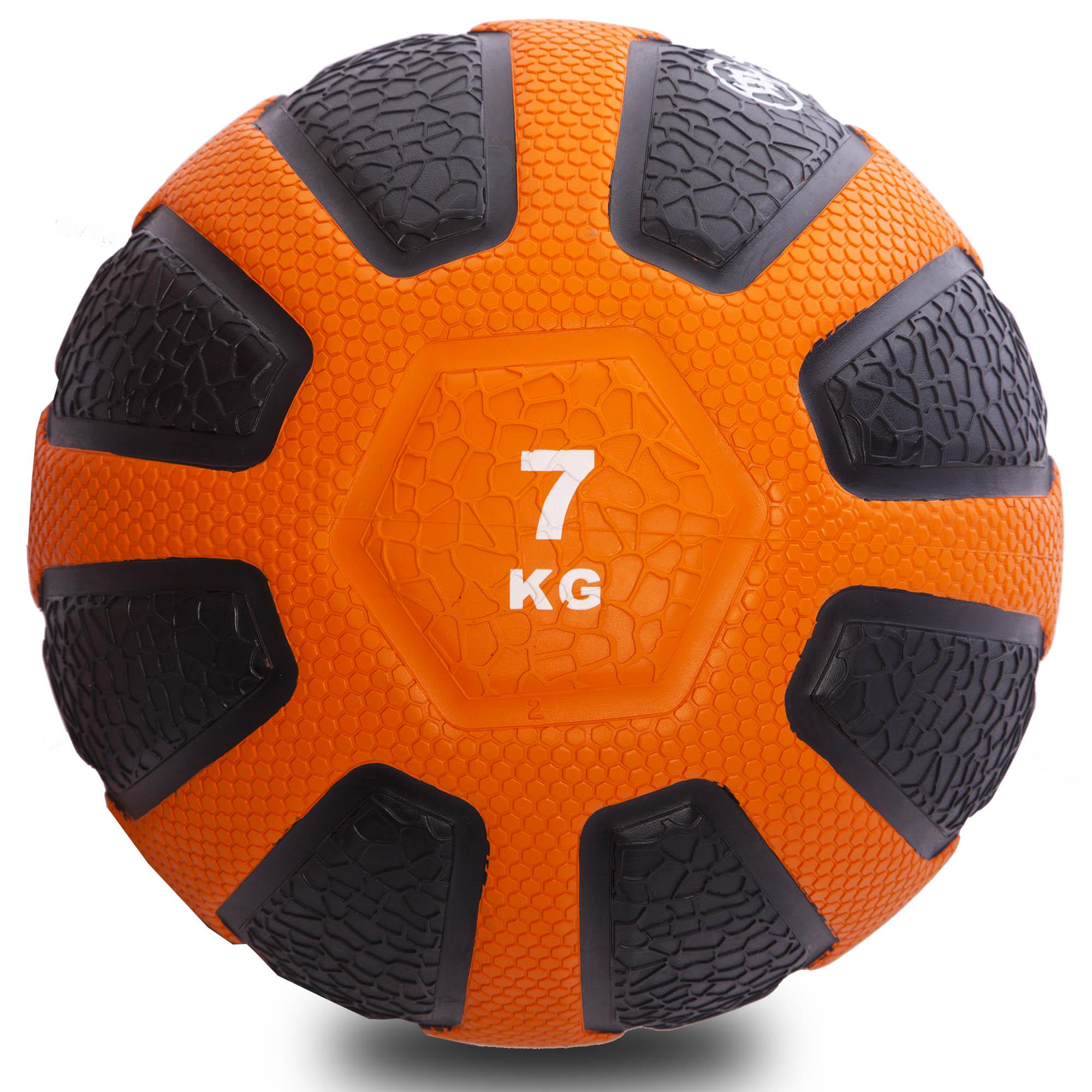 Мяч медицинский медбол Zelart Medicine Ball FI-0898-7 7кг Черный / Оранжевый (DR003456)