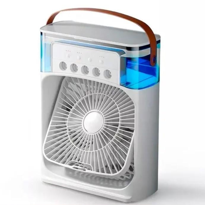 Вентилятор-увлажнитель воздуха настольный мини USB с LED-подсветкой RGB на аккумуляторе Белый (MX-00009770R)