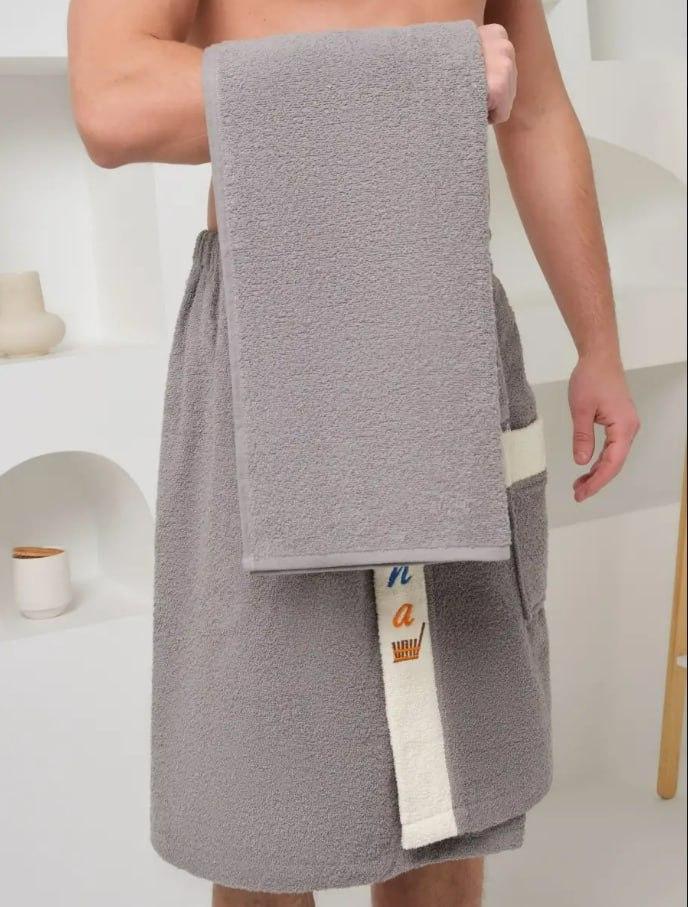Набор полотенец мужских для сауны Махра Серый (2226882005) - фото 4
