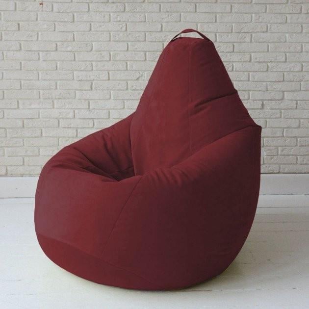 Кресло-мешок Груша с внутренним чехлом велюр XXXL Бордовый - фото 1