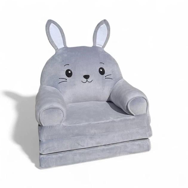 Крісло-ліжко трансформер дитяче Зайчик 120 см Сірий (31191544)