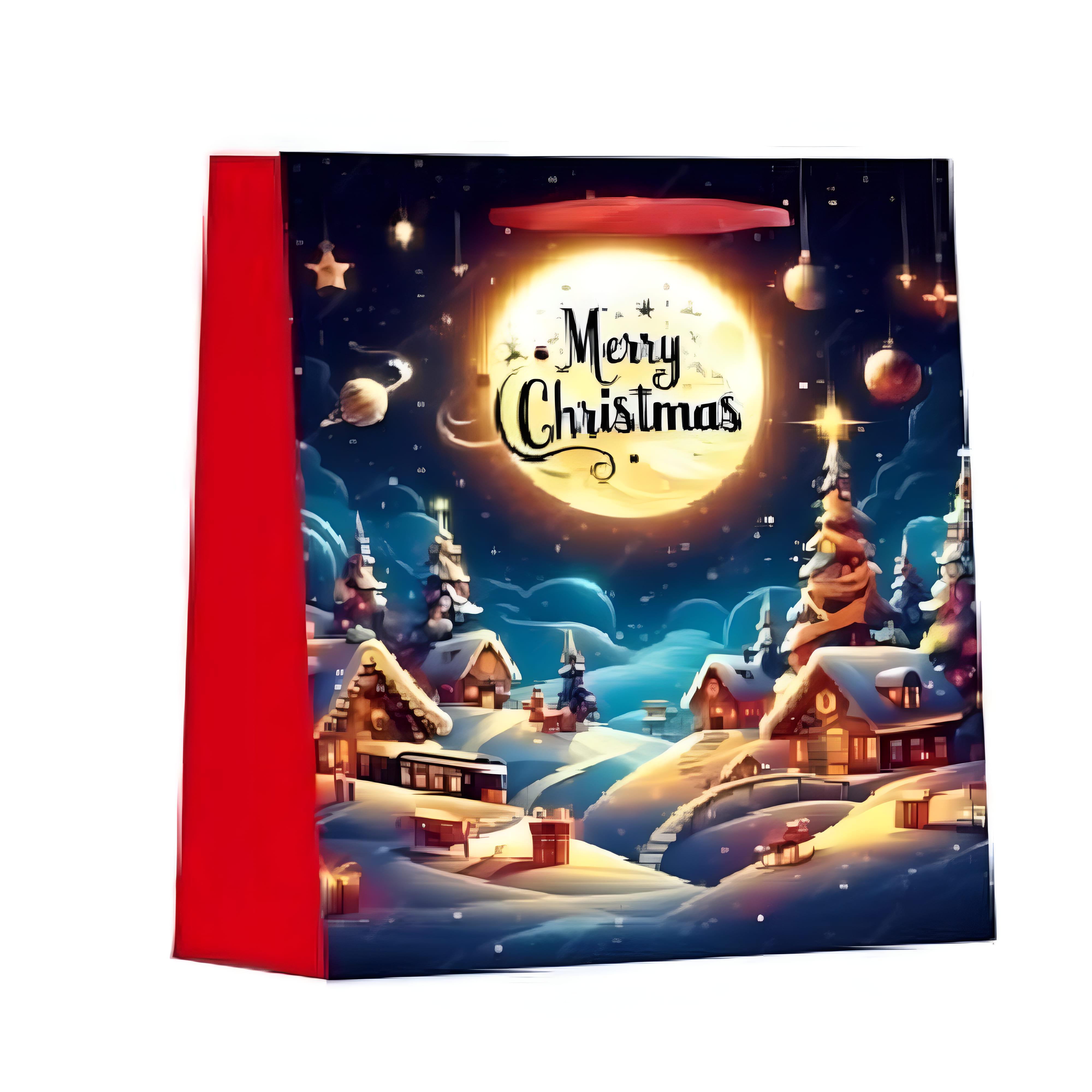 Подарунковий пакет Stenson Christmas evening 3D №2 26х32х10 см Різнокольоровий (R33220-M)