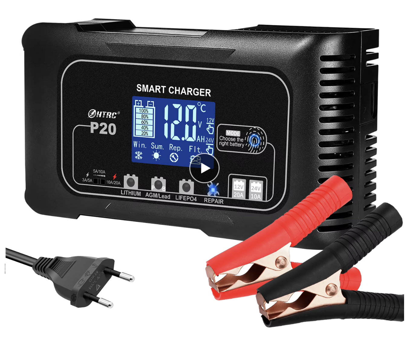 Зарядное устройство HTRC P20 20A 12V/24V для LiFePO4 AGM и GEL аккумуляторов (35476664)