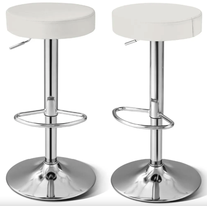 Барный стул Costway Loreto с мягким круглым сиденьем Белый (5039)