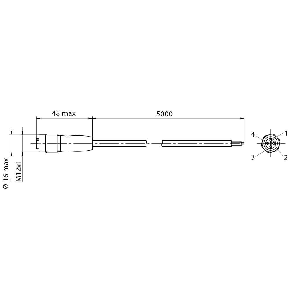 Коннектор M.D. Micro Detectors M12 осевой 4-pin с кабелем ПВХ 5 м (CD12M/0B-050A1) - фото 2