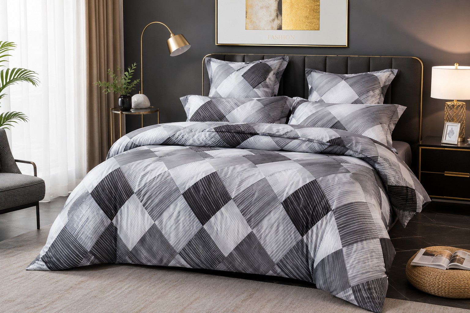 Комплект постільної білизни Gray texture двоспальний поліестер 180х220 см (KP-T85-1807G)