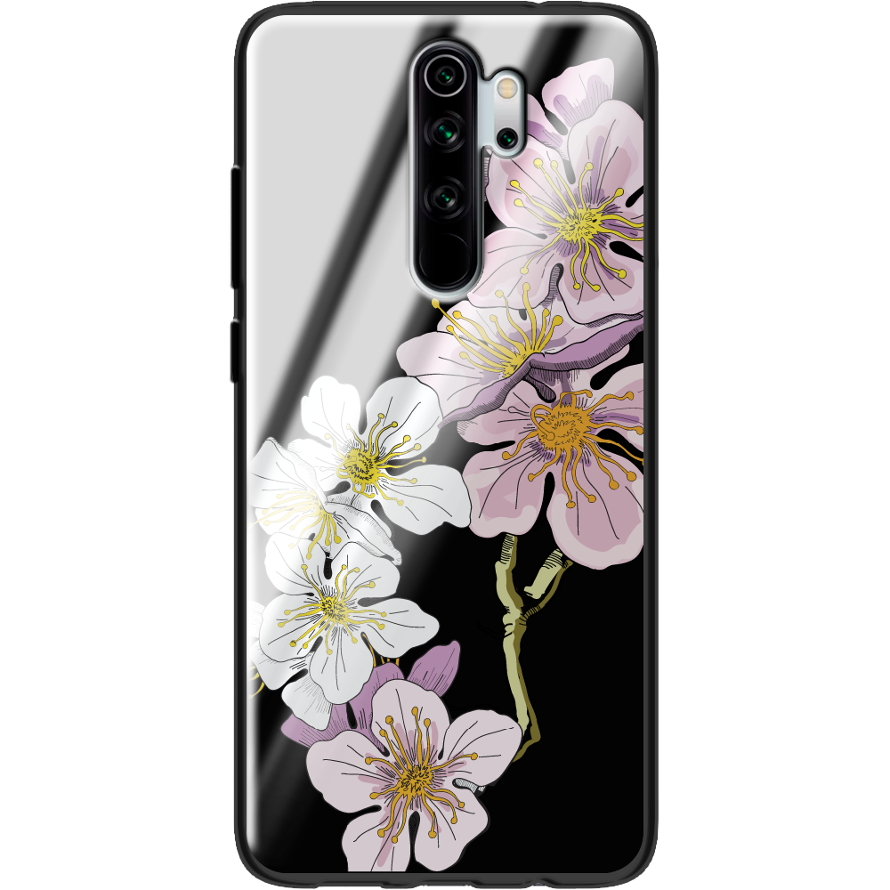 Чехол Boxface Xiaomi Redmi Note 8 Pro Cherry Blossom Черный силикон со стеклом (38222-cc4-38352)