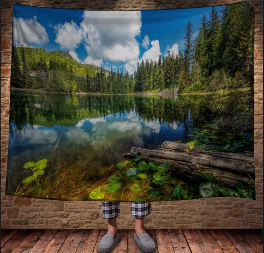 Плед с 3D принтом Пейзаж природа озеро 150x200 см (epi_1648)