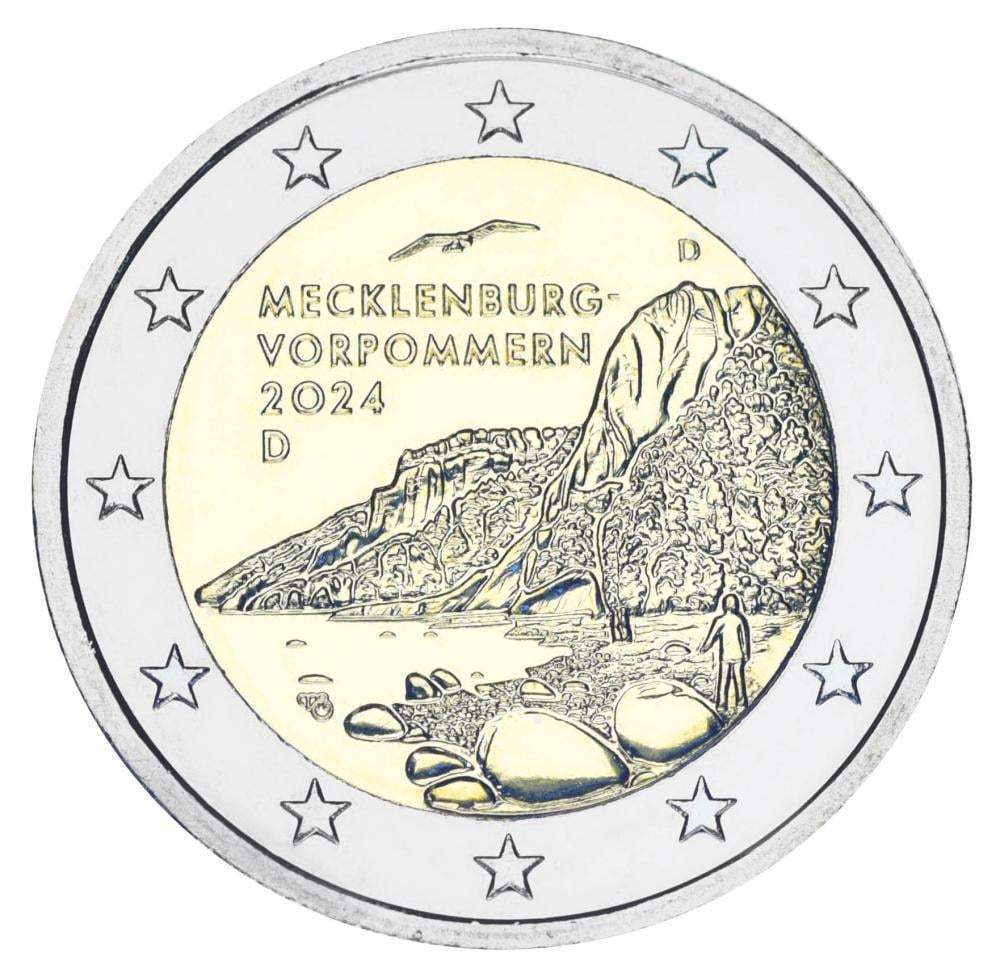 Коллекционная монета Германия 2 евро 2024 Биметалл UNC D Мекленбург-Передняя Померания