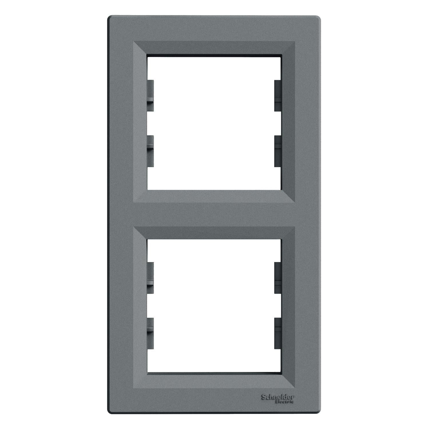 Рамка для розеток Schneider Electric двухместная вертикальная сталь (EPH5810262)