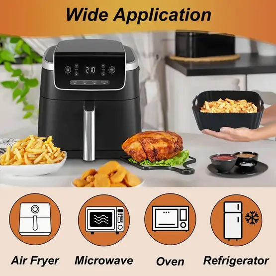 Форма квадратна силіконова 7040-1-MINI для аерогрилю мультипечі та фритюрниці Чорний - фото 3 Форма квадратна силіконова 7040-1-MINI для аерогрилю мультипечі та фритюрниці Чорний - фото 3