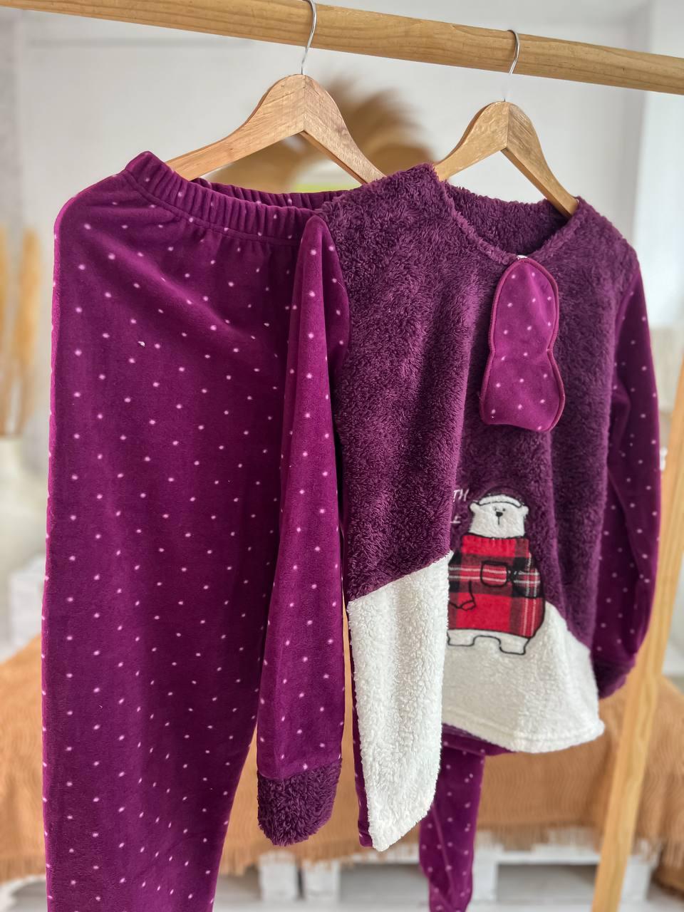 Пижама женская DO2190 на флисе с принтом XL Фиолетовый - фото 8