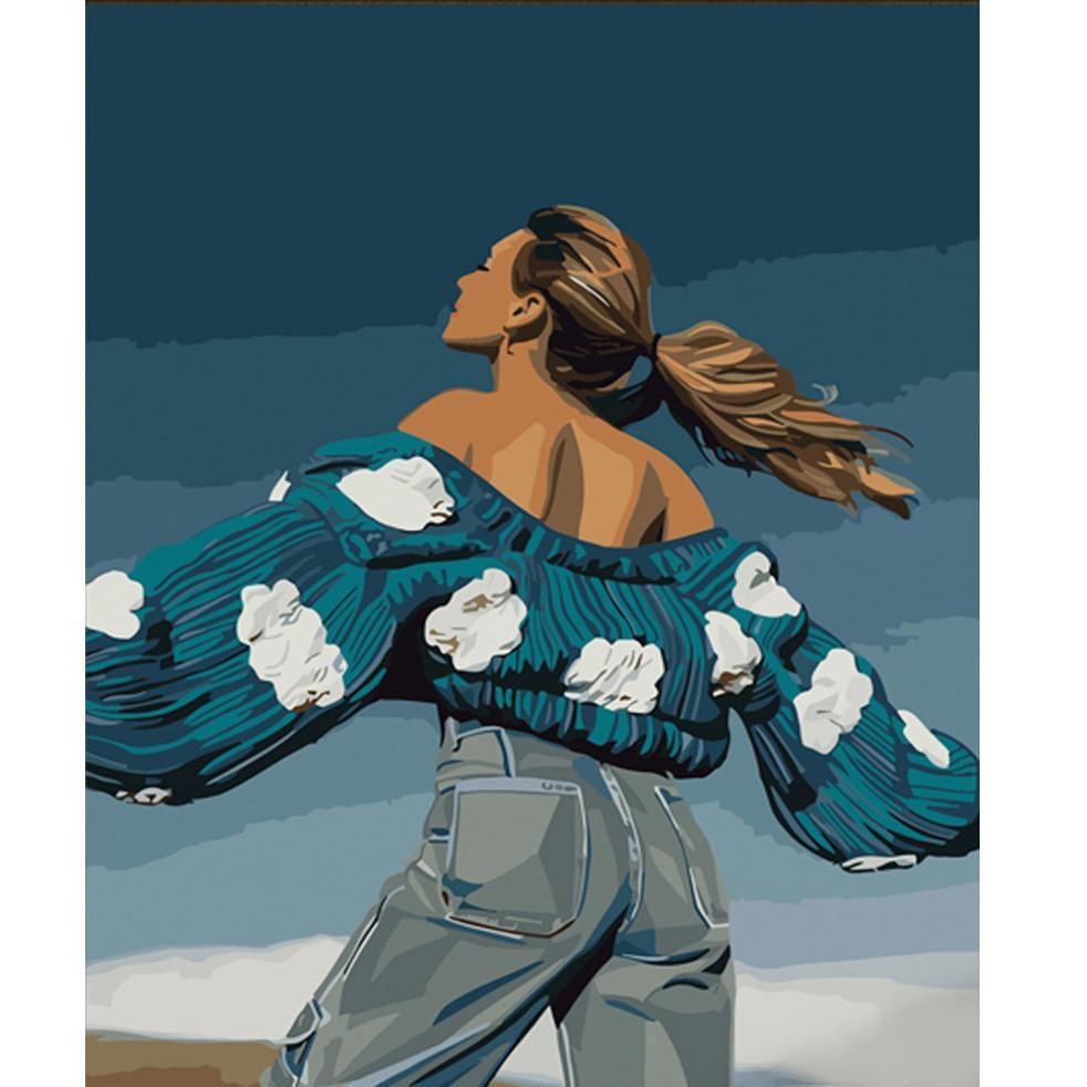 Картина за номерами Strateg Преміум Небесна дівчина 40х50 см (GS553)