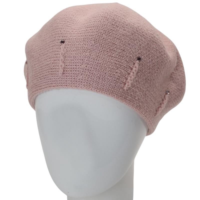 Берет жіночий Lirus Тіна з візерунком та стразами one size Рожево-пудровий (281878) - фото 1 Берет жіночий Lirus Тіна з візерунком та стразами one size Рожево-пудровий (281878) - фото 1