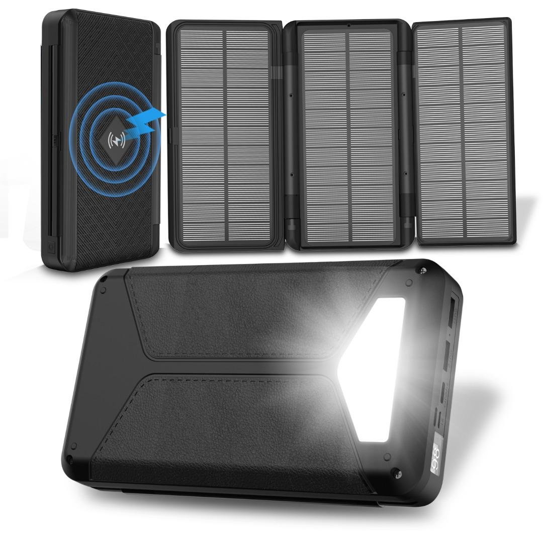 Повербанк із сонячною панеллю VHG DN52 36000 mAh Wireless Portable Solar Charger Black - фото 7