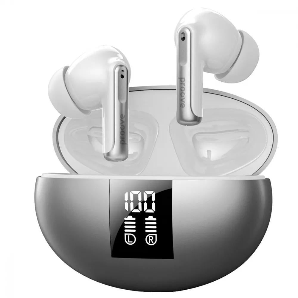 Наушники беспроводные Proove Thunder Buds SE TWS с активным шумом подавлением Silver (TWTBSE010006)