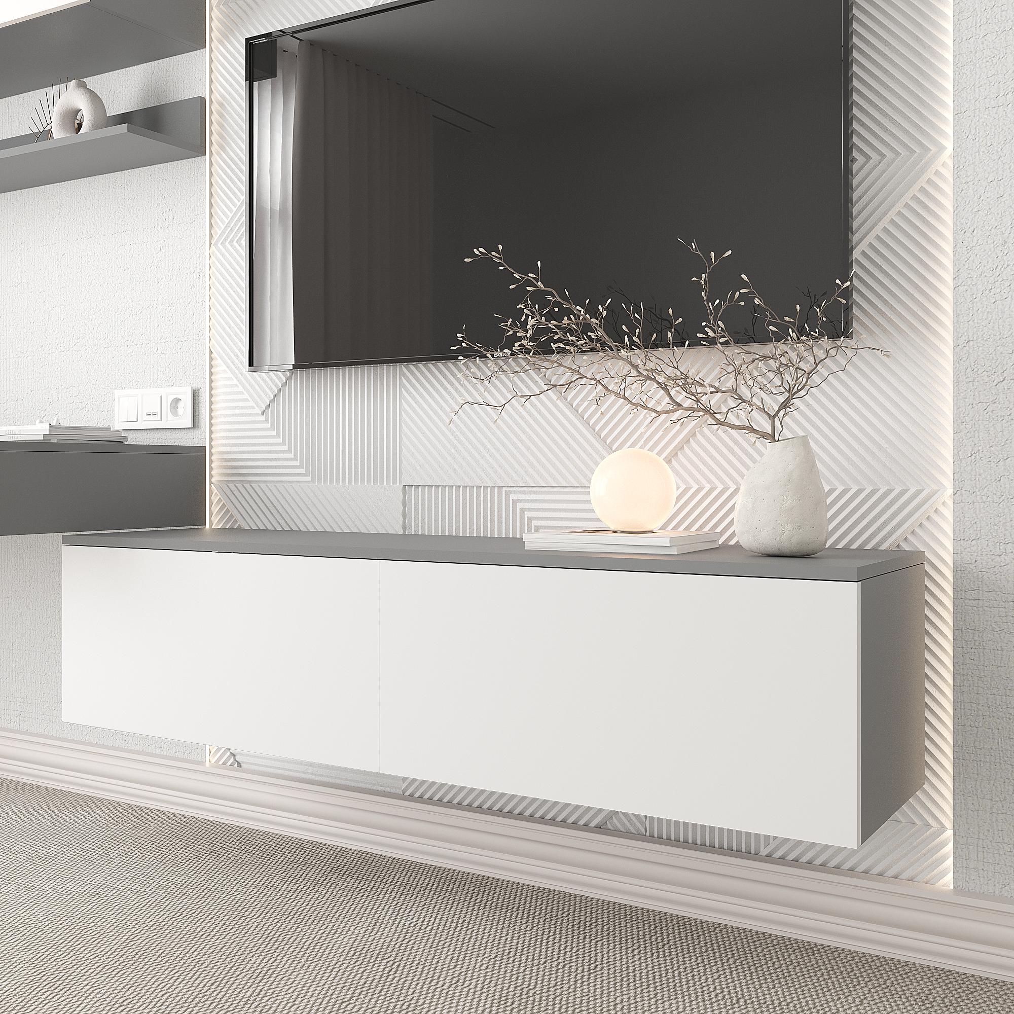 Тумба під телевізор Ейр ТУ-ТВ Ейр 330х1400х350 мм Антрацит/Білий