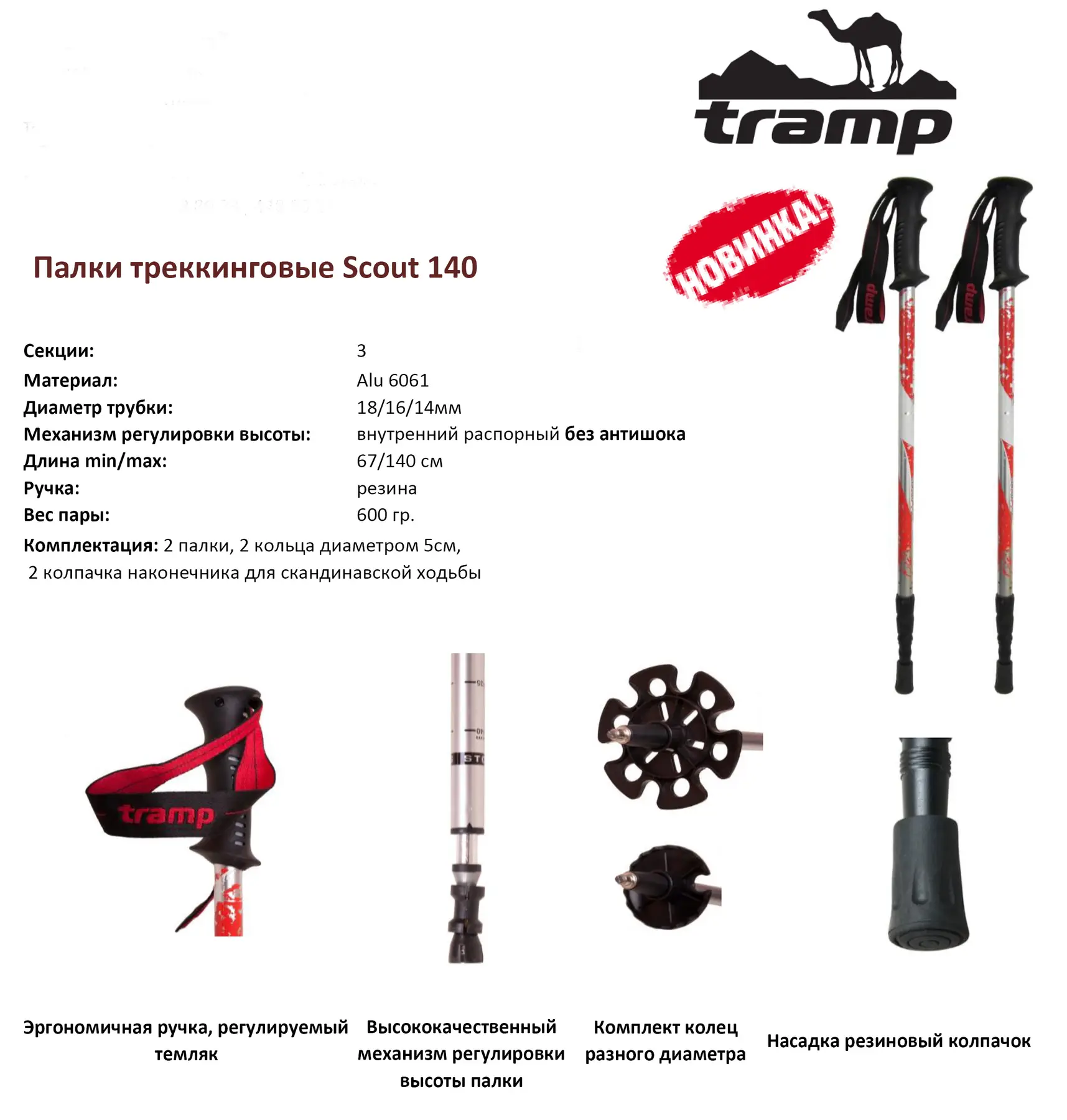 Трекінгові ціпки Tramp Scout 2 шт. - фото 4