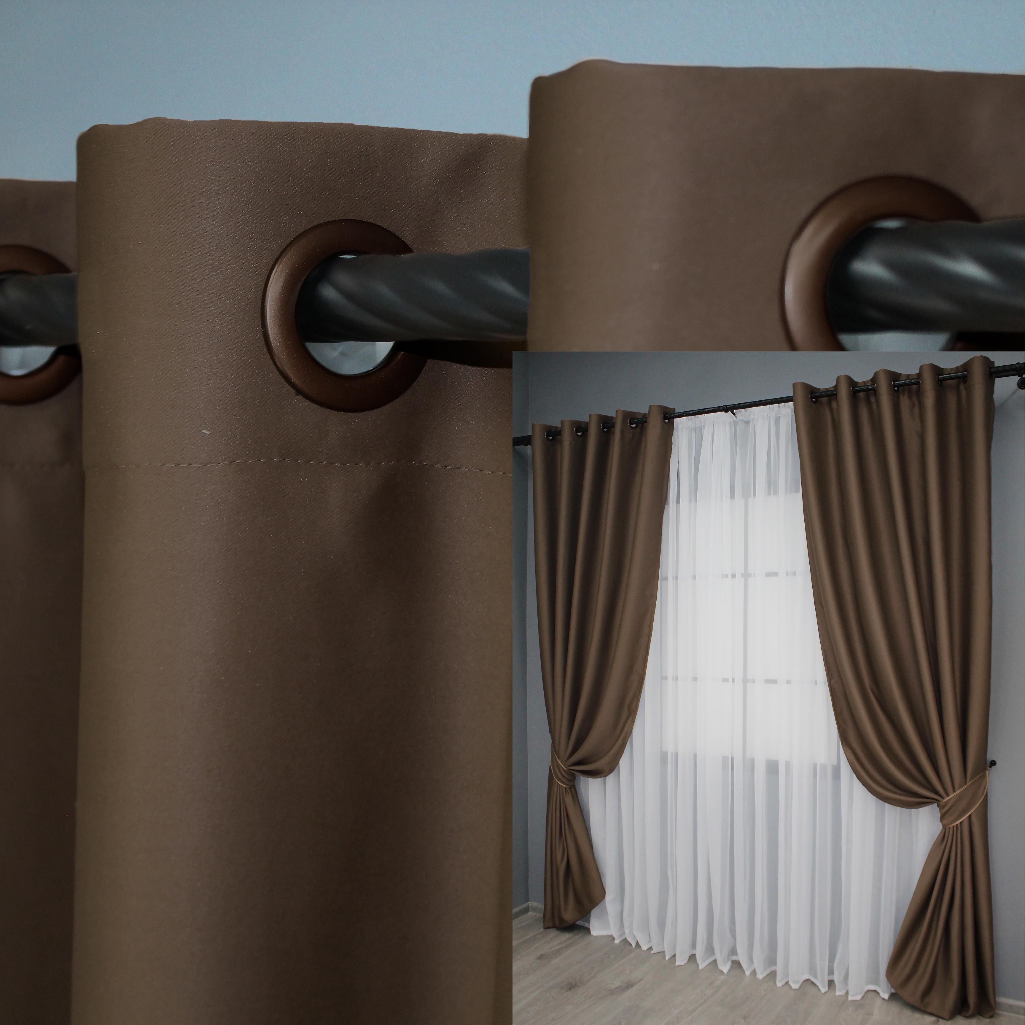Комплект штор на люверсах VR-Textil Блэкаут Bagema Rvs № 1238ш 150х250 см 2 шт. Шоколадный (37-0024) - фото 10 Комплект штор на люверсах VR-Textil Блэкаут Bagema Rvs № 1238ш 150х250 см 2 шт. Шоколадный (37-0024) - фото 10