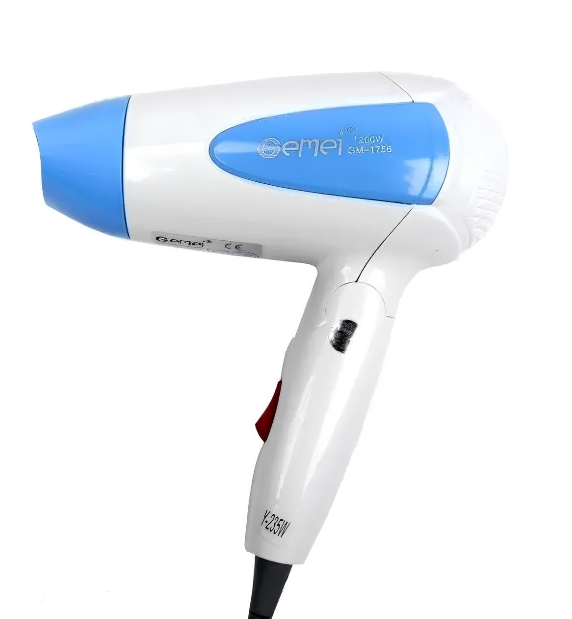 Фен для волос Gemei GM-1756 складной 1200 Вт Голубой (ML-04921) Фен для волос Gemei GM-1756 складной 1200 Вт Голубой (ML-04921)