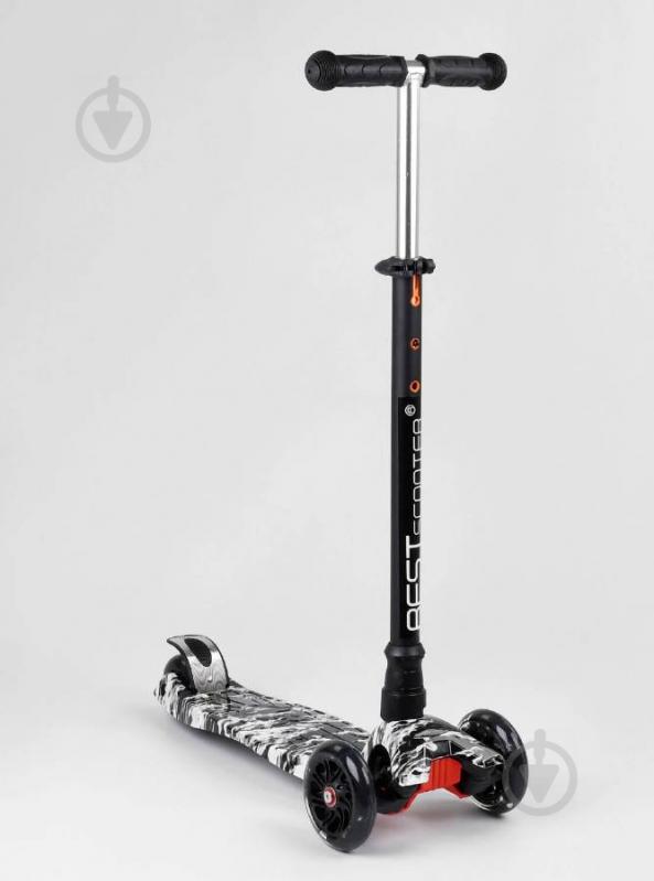 Самокат MAXI "Best Scooter" 4 колеса PU, СВЕТ, трубка руля алюминиевая Black/White (99661)