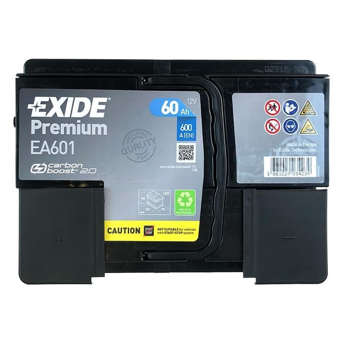 Акумулятор автомобільний EXIDE Carbon Boost 2.0 EA601 EN 6СТ-60Ah Аз 600A (76065) - фото 2 Акумулятор автомобільний EXIDE Carbon Boost 2.0 EA601 EN 6СТ-60Ah Аз 600A (76065) - фото 2