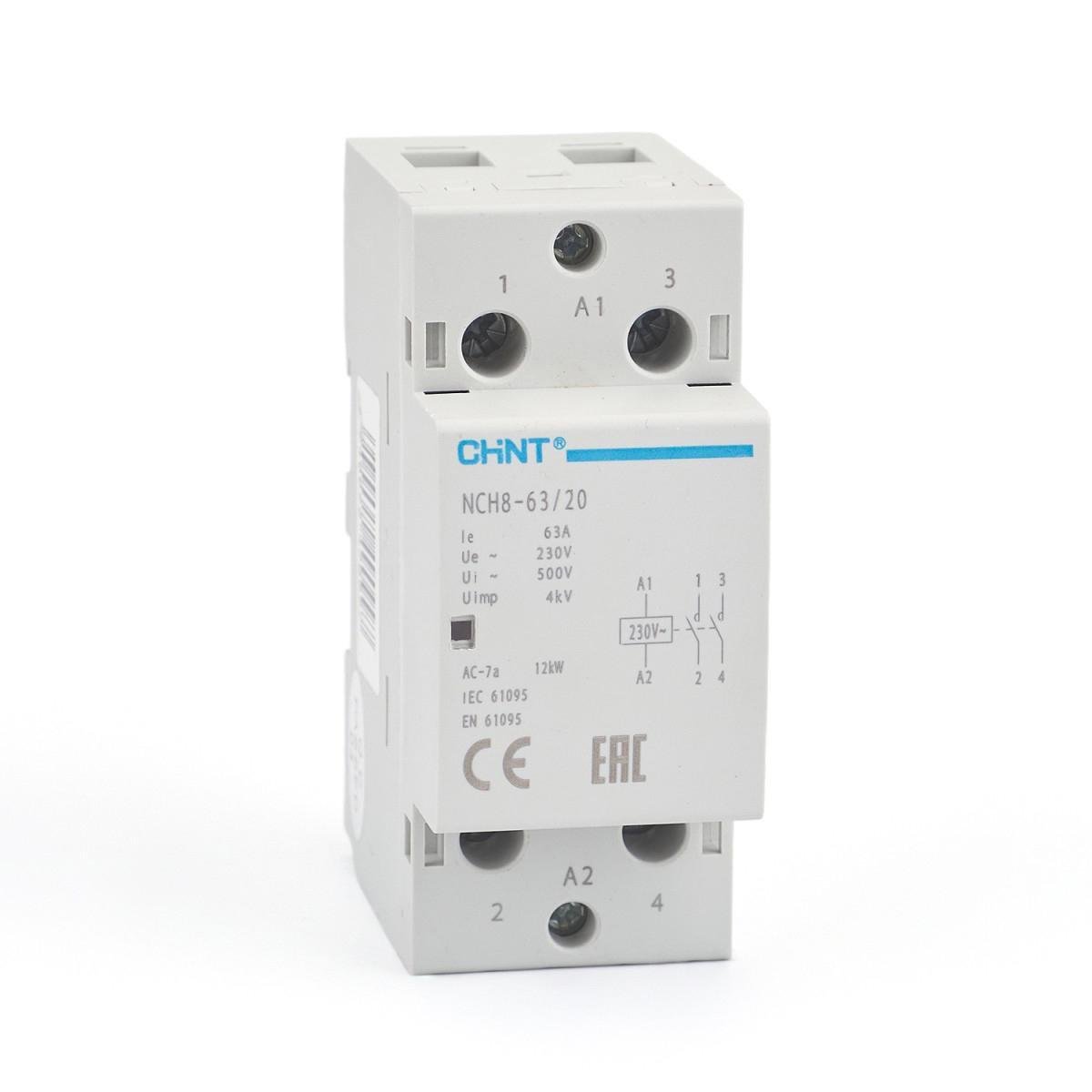 Контактор модульный CHINT NCH8-63/20 2P 63A 2NO 230V (256093)