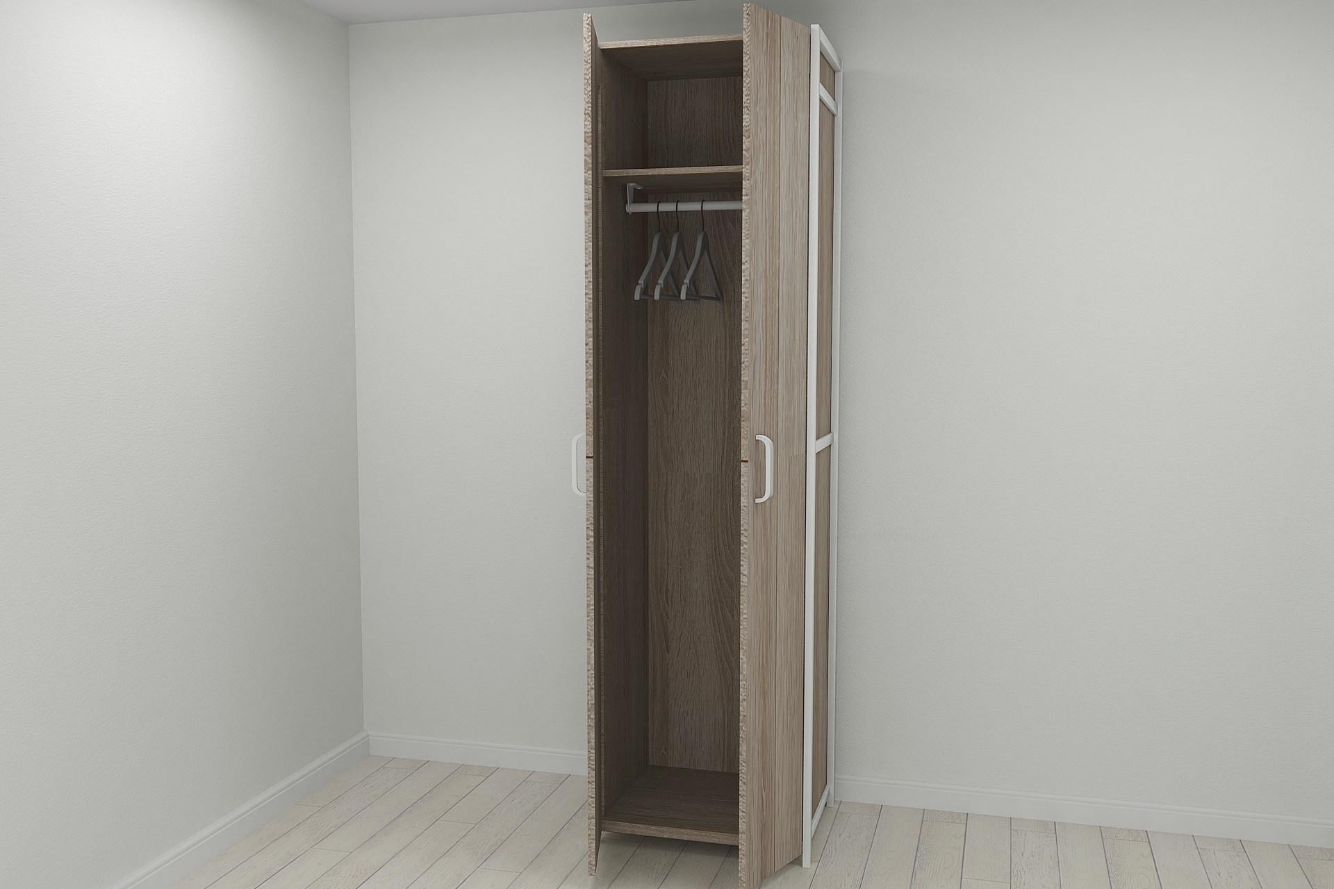 Шкаф гардероб уни секция 6 серии Конект Ferrum-decor 220x60x50 см металл Белый/ДСП Дуб Сонома Трюфель (SHG145)