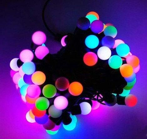 Гирлянда светодиодная новогодняя Шарики 40 LED 6 м Multi