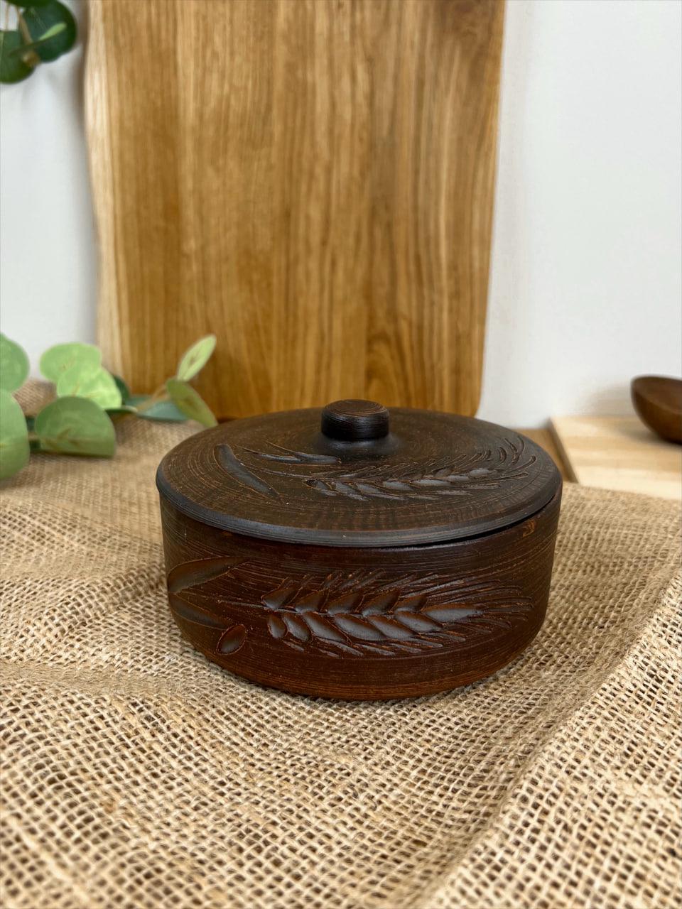 Банка для зберігання керамічна глиняна колосок 0,5 л (3002-12)