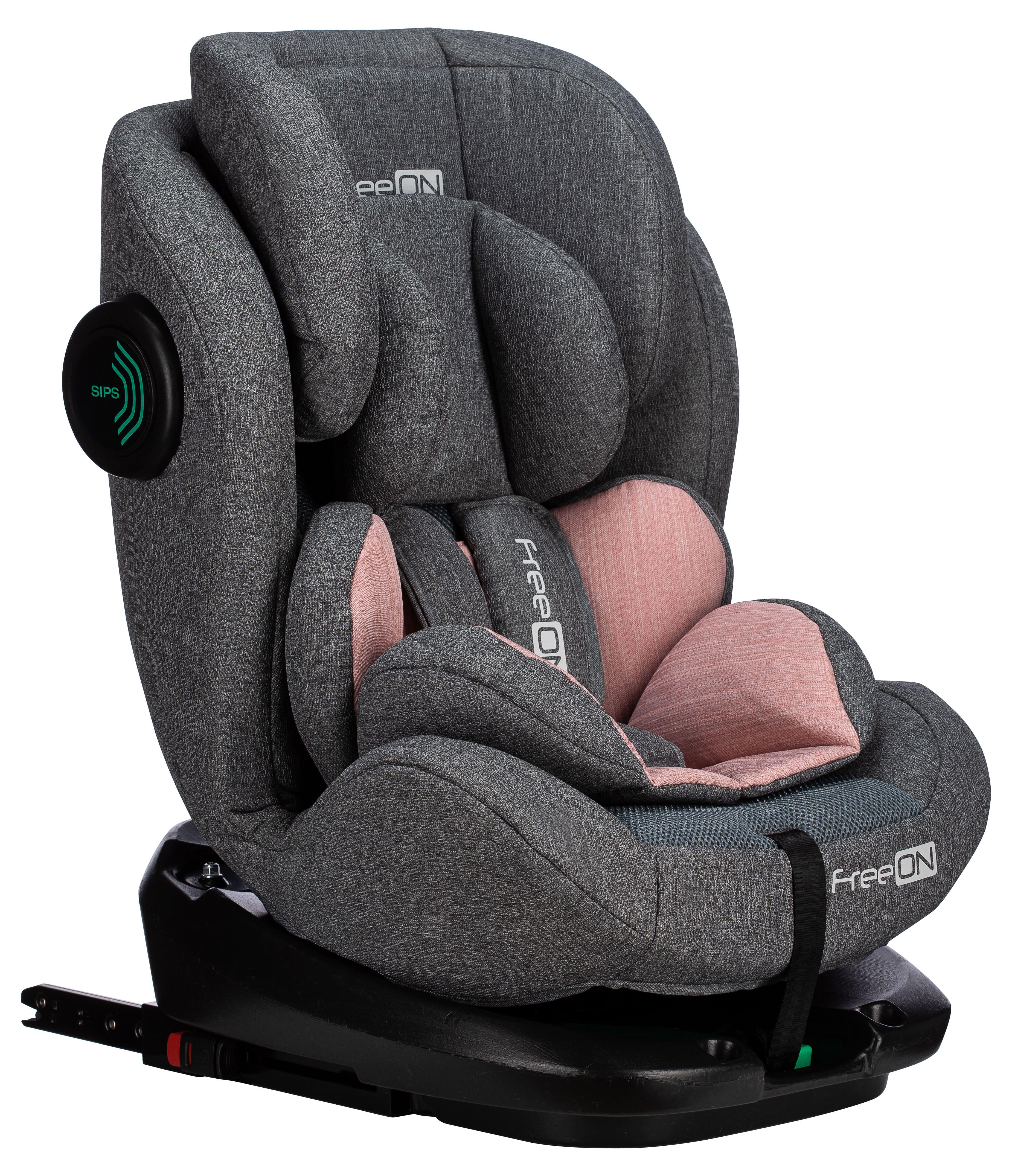 Автокрісло FreeON ULTIMA Isofix 0 місяців - 12 років 0-36 кг поворотне на 360° Сірий/Рожевий (48938)