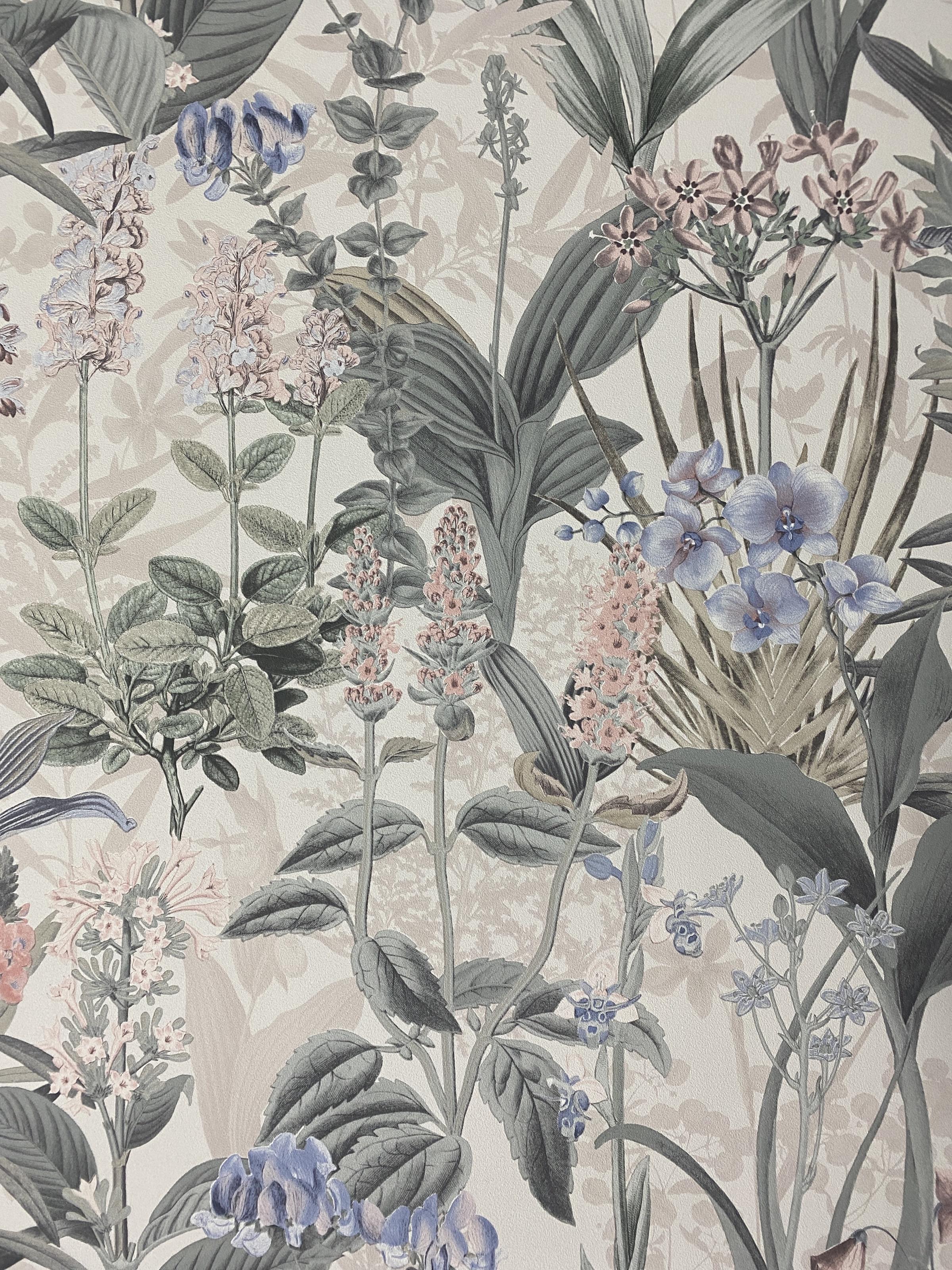 Обои виниловые на флизелиновой основе Grandeco Opportunity Wallcoverings Q0091 Цветы Бежевый